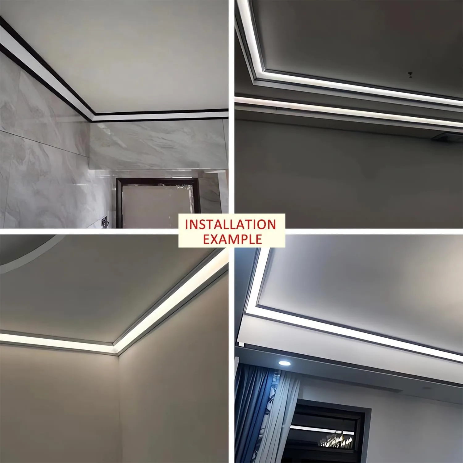 JARBIH 10PACK Led Aluminum Profile for Ceiling Wall Decoration, 1M/3.3ft 6cmx6cm Top Corner Strip Line Luminous Ceiling Free Lamp Internal Channel Linear for Living Room Home(Silver)