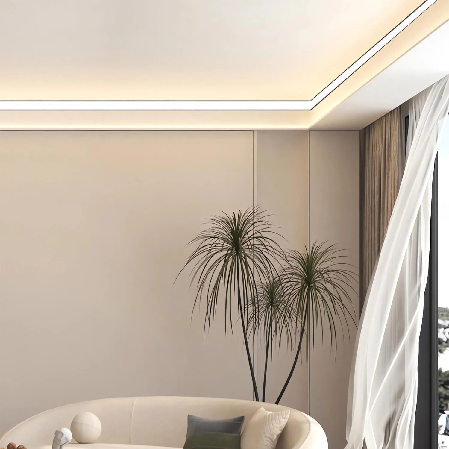 JARBIH 10PACK Led Aluminum Profile for Ceiling Wall Decoration, 1M/3.3ft 6cmx6cm Top Corner Strip Line Luminous Ceiling Free Lamp Internal Channel Linear for Living Room Home(Silver)