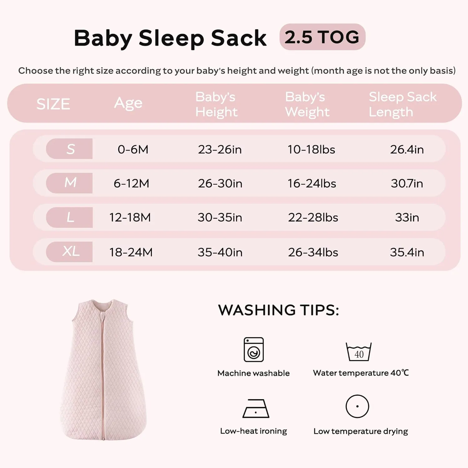 JELLYMONI Baby Sleep Sack TOG 2.5, 18-24 Months Winter Baby Wearable Blanket, 100% Cotton Infant Sleeping Sack 2-Way Zipper Warm Quilted Sleepsack