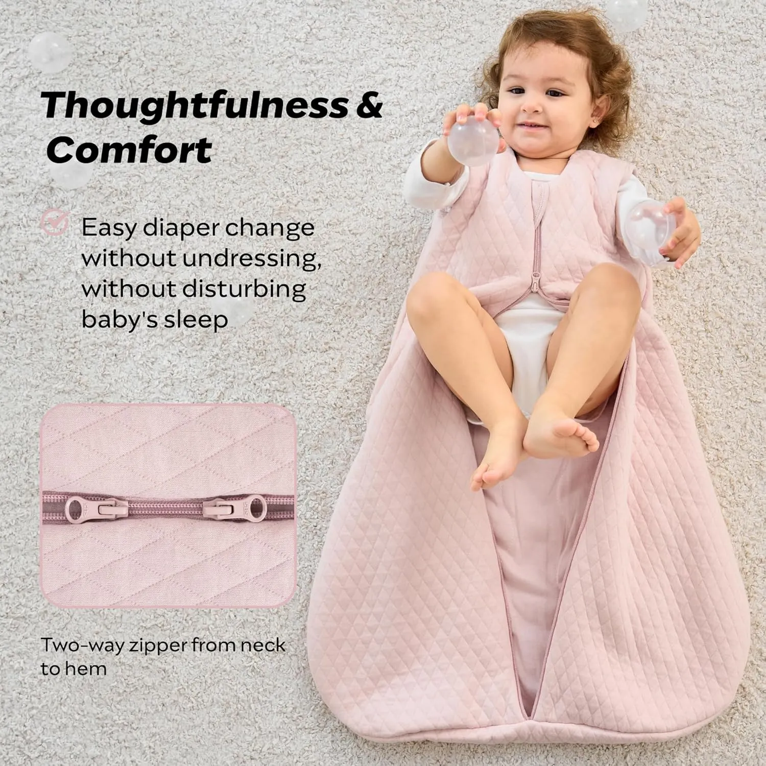 JELLYMONI Baby Sleep Sack TOG 2.5, 18-24 Months Winter Baby Wearable Blanket, 100% Cotton Infant Sleeping Sack 2-Way Zipper Warm Quilted Sleepsack