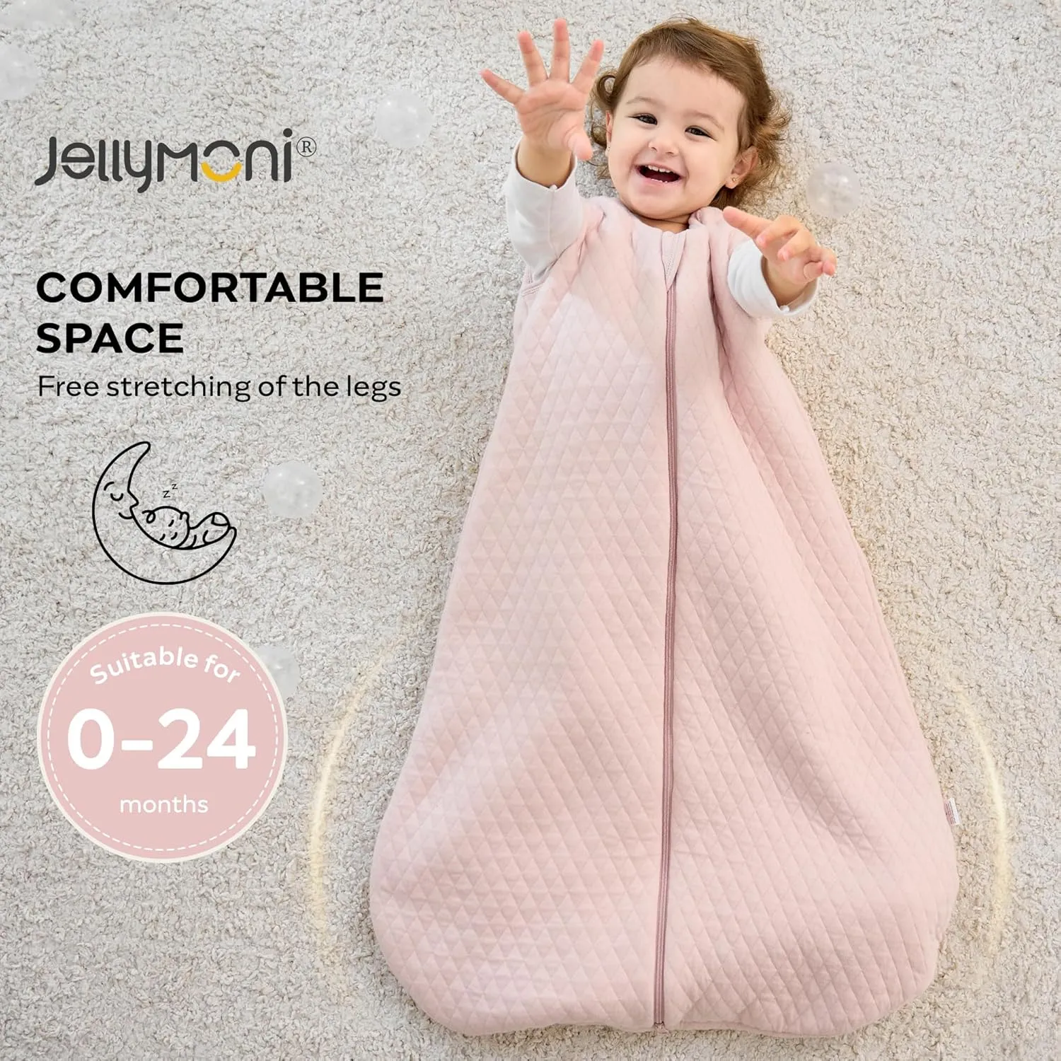JELLYMONI Baby Sleep Sack TOG 2.5, 18-24 Months Winter Baby Wearable Blanket, 100% Cotton Infant Sleeping Sack 2-Way Zipper Warm Quilted Sleepsack