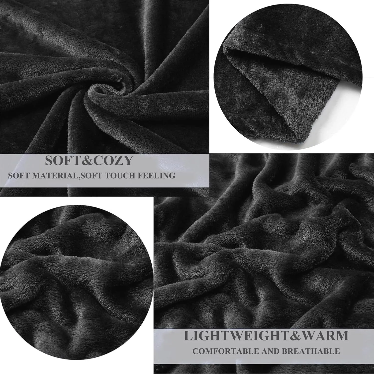 JIAHANNHA Fleece Blanket 50 by 60 Throw Blankets for Sofa Couch Bed Dark Grey Sofa Blanket 280GSM,Super Soft Cozy and Luxury Bed Blanket for All Season Throw(50"×60")