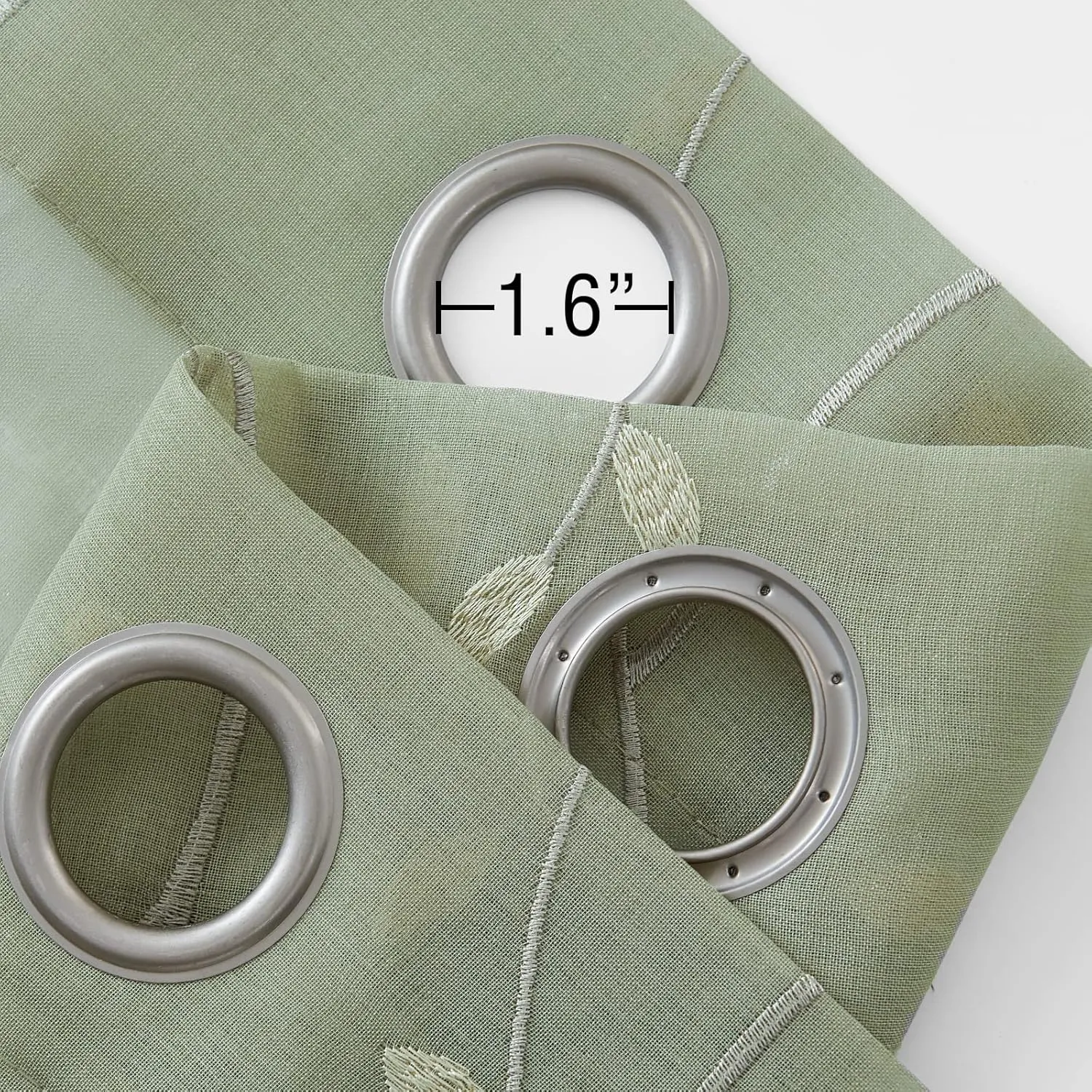 jinchan Green Boho Sheer Linen Curtains for Bedroom 96 Inch Length Floral Embroidered Semi Sheer Privacy Drapes for Living Room Embroidery Voile Transparent Grommet Window Treatments 2 Panels