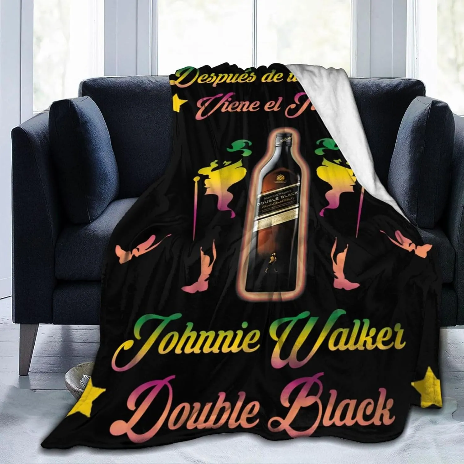 Johnnie Come and Walker Throw Blanket Plush Cozy Warm Breathable Flannel Blankets for Sofa Bedding Living Room Dormitory Camping All Season 80"x60"