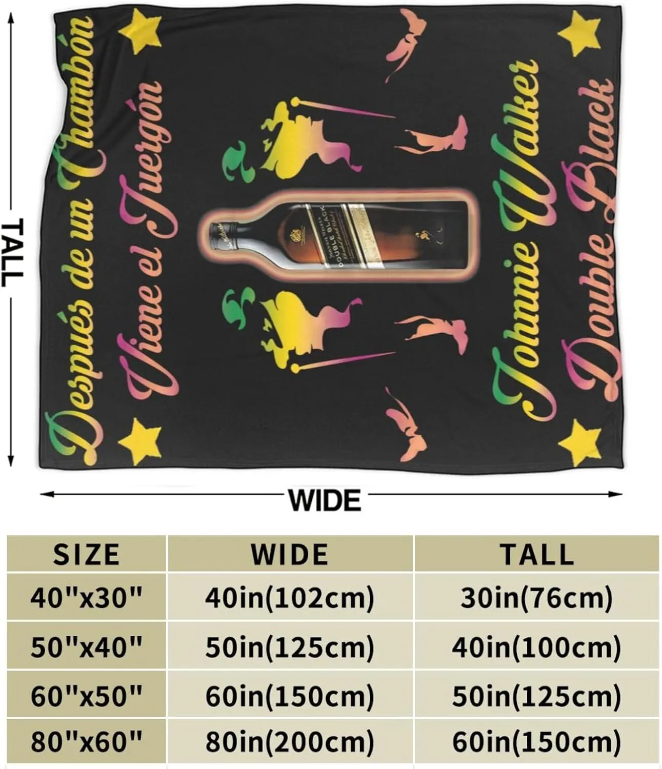 Johnnie Come and Walker Throw Blanket Plush Cozy Warm Breathable Flannel Blankets for Sofa Bedding Living Room Dormitory Camping All Season 80"x60"