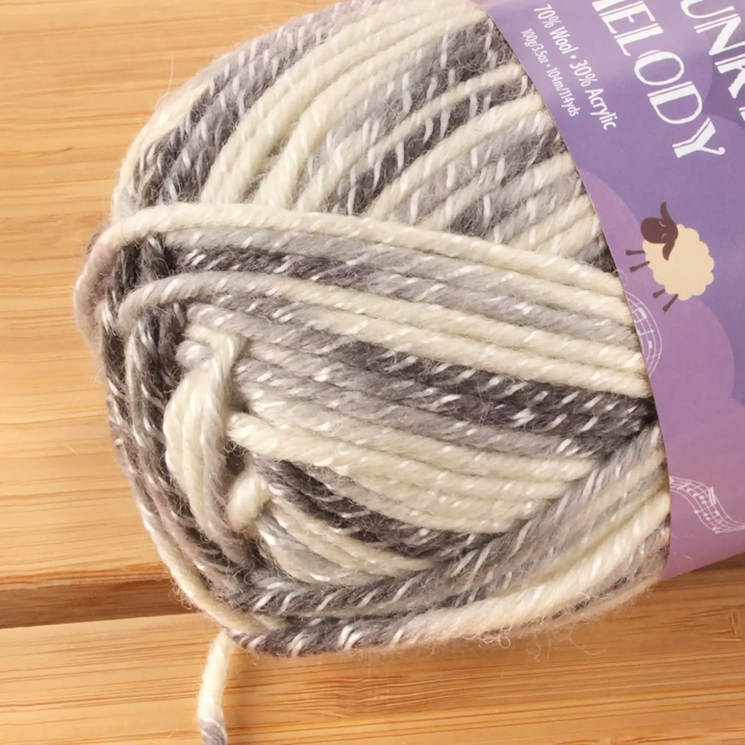 JubileeYarn Chunky Melody Yarn - 100g/Skein Bulky Wool Blend - Jump Rope - 2 Skeins