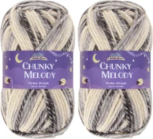 JubileeYarn Chunky Melody Yarn - 100g/Skein Bulky Wool Blend - Jump Rope - 2 Skeins
