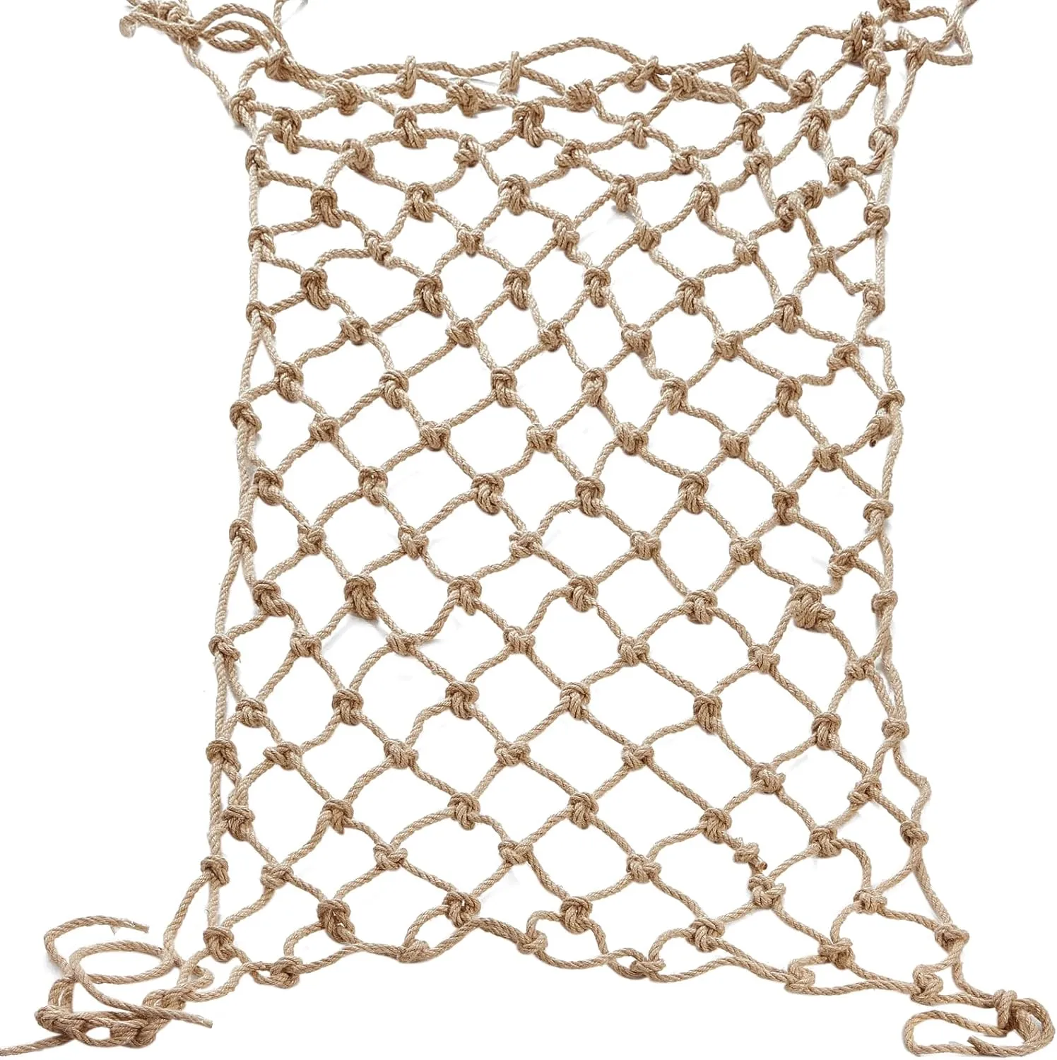 Jute Hemp Rope Net (4ftx8ft), Heavy Duty Natural Climbing Safety Rope Netting Balcony Stairs Fence Garden Playground Protection Net Indoor & Outdoor Decor Rope Net