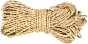 Jute Rope 1/4 Inch 100 ft 6mm Thick Natural Clothesline Garden Twine Rope, 4 Strands Heavy Duty & Strong Decorative String for Crafts, Hanging Plants, Packing & Bundling by IMROPE