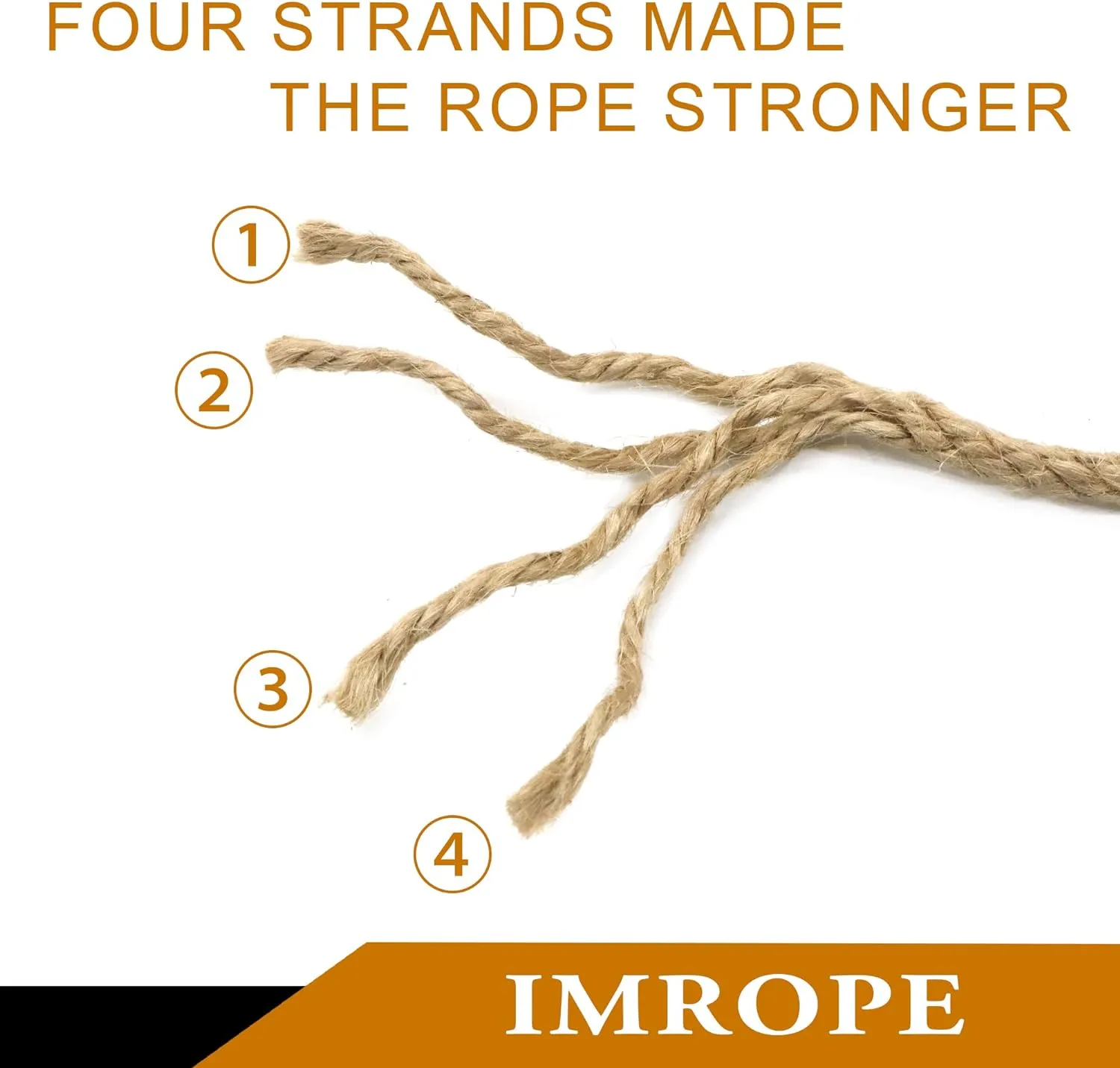 Jute Rope 1/4 Inch 100 ft 6mm Thick Natural Clothesline Garden Twine Rope, 4 Strands Heavy Duty & Strong Decorative String for Crafts, Hanging Plants, Packing & Bundling by IMROPE