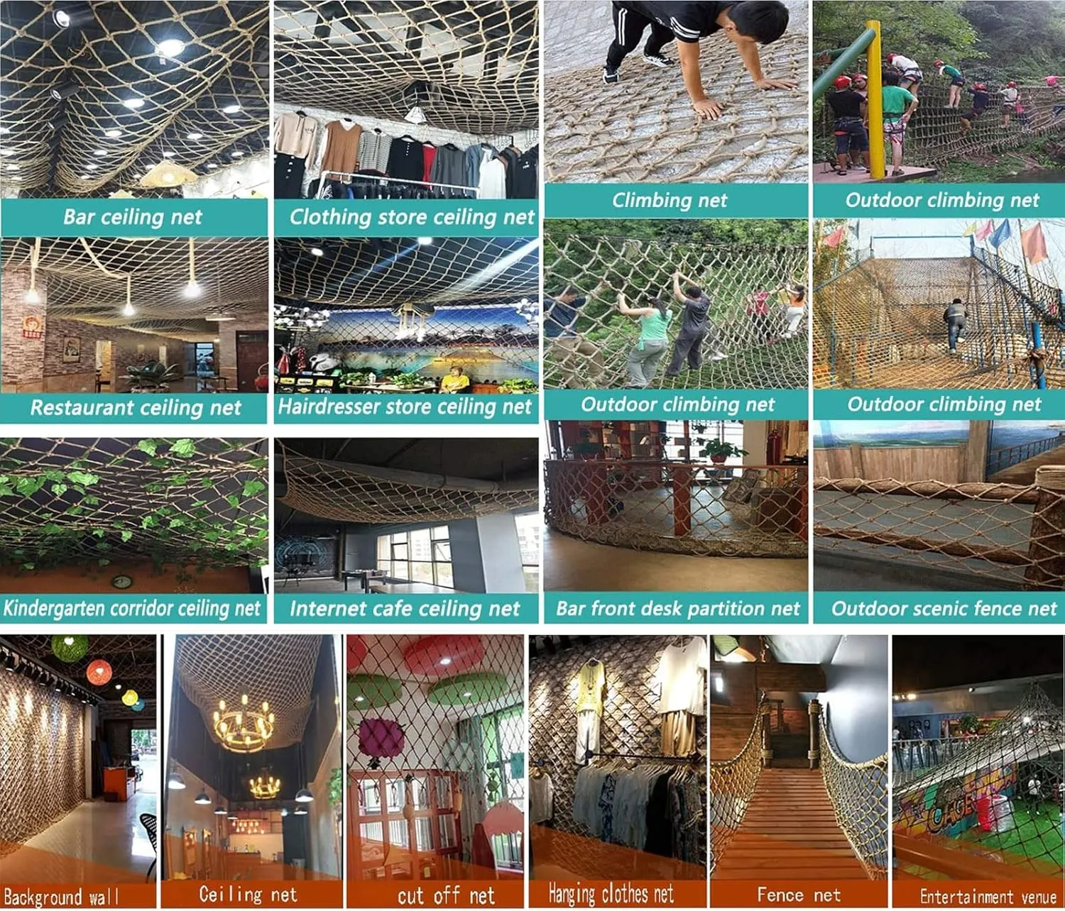 KACQIHTU Hemp Rope Net Child Safety Net Rope Fence Stairs Balcony Railings Garden Playground Safety Protection Rope Netting Climbing Net for Kids