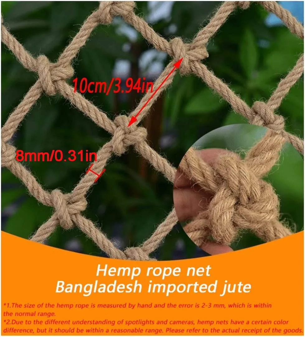 KACQIHTU Hemp Rope Net Child Safety Net Rope Fence Stairs Balcony Railings Garden Playground Safety Protection Rope Netting Climbing Net for Kids
