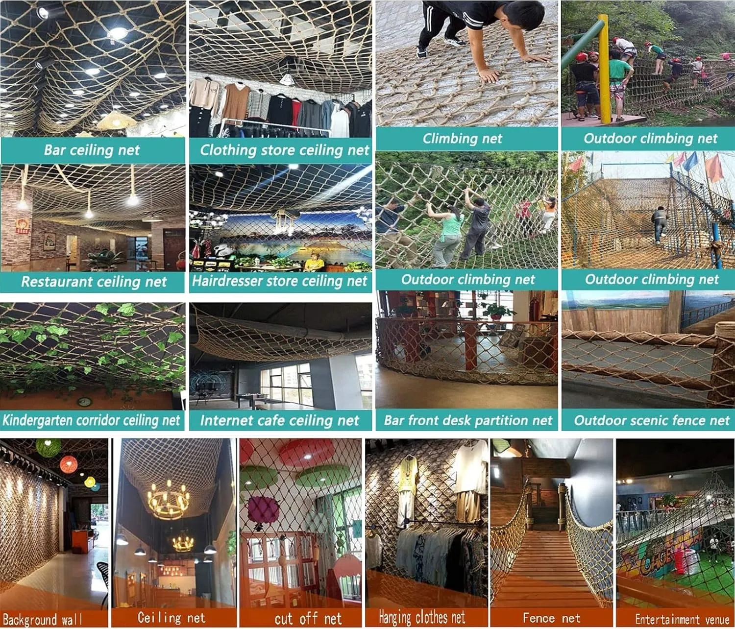 KACQIHTU Hemp Rope Net Kids Climbing Safety Net Child Safety Rope Netting Balcony Stairs Fence Garden Playground Protection Net Indoor & Outdoor Decor Rope Net
