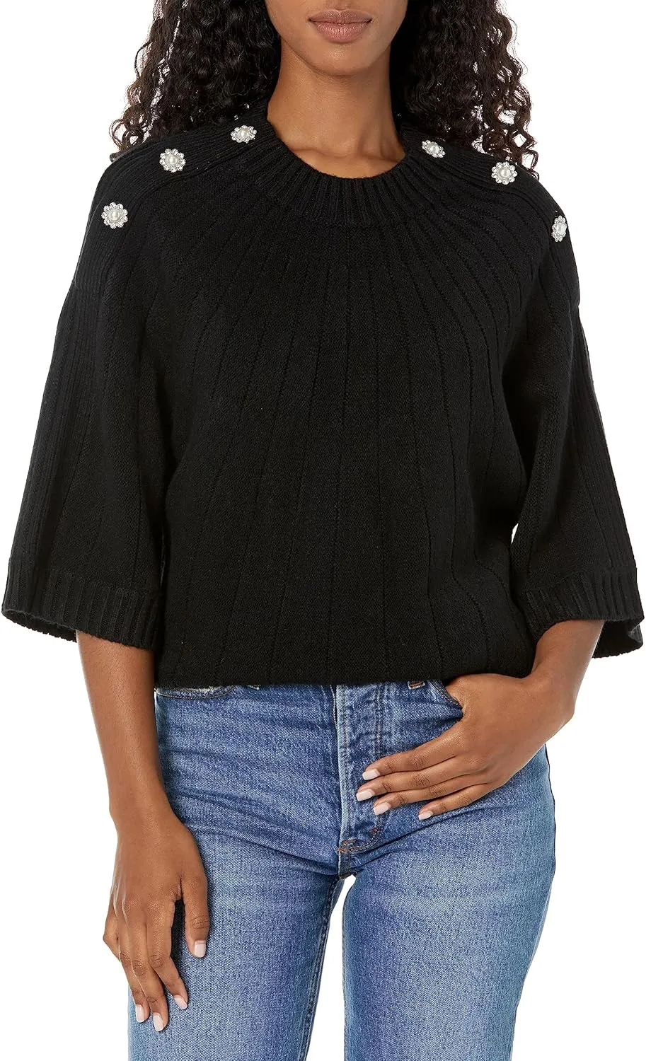 KARL LAGERFELD PARIS Women's Everyday 3/4 Sleeve Sweater