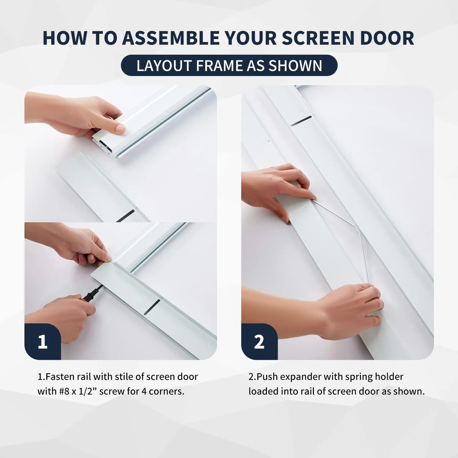K.D. Heavy Duty Aluminum Sliding Patio Screen Door Kit - 2.5" Frame Insect Proof for Patio Backyard Kitchen and Bedroom (White, 36''x80'')