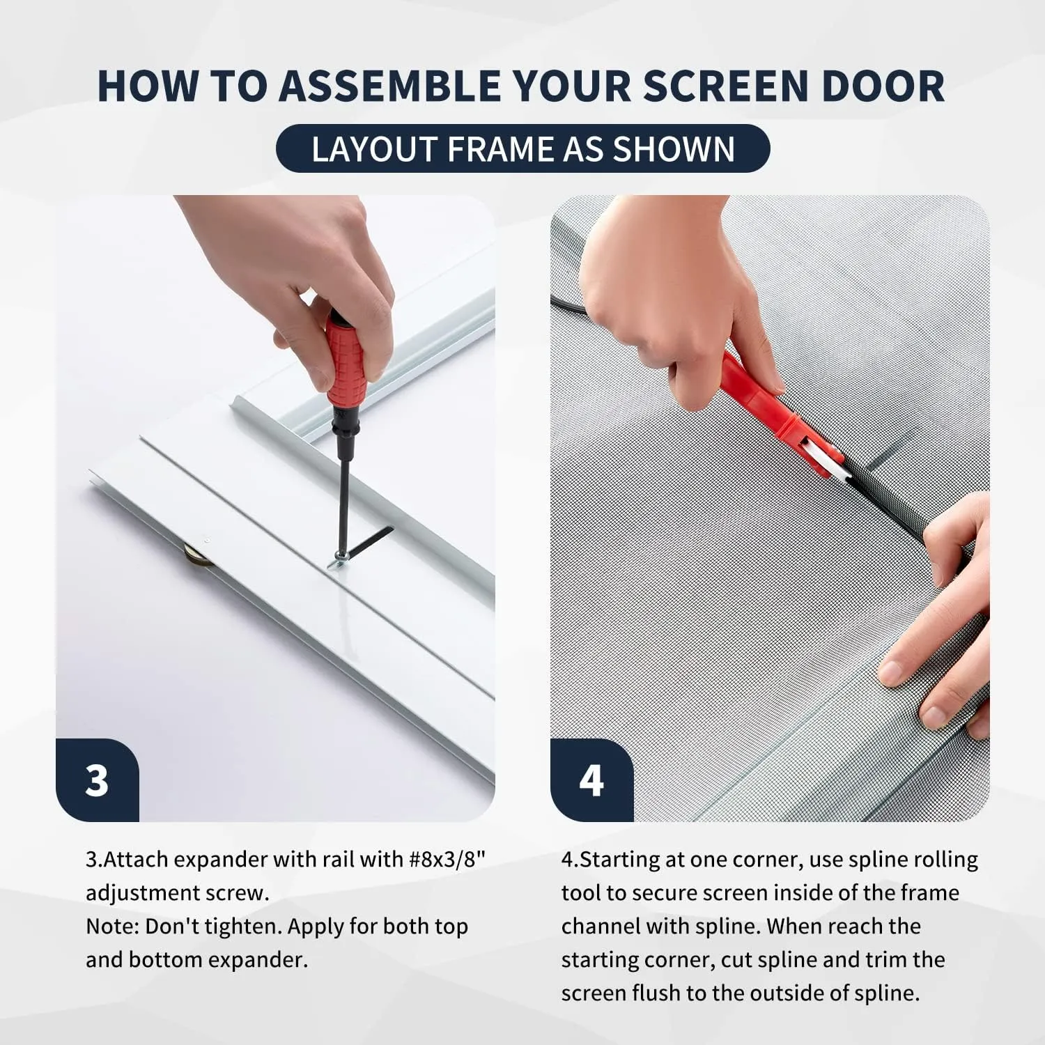 K.D. Heavy Duty Aluminum Sliding Patio Screen Door Kit - 2.5" Frame Insect Proof for Patio Backyard Kitchen and Bedroom (White, 36''x80'')