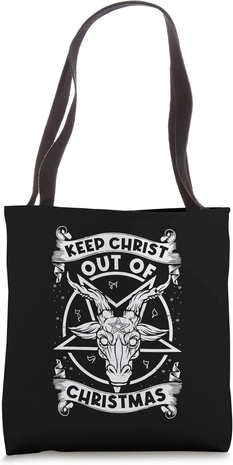Keep Christ Out Of Christmas Baphomet Devil Worshipping Tote Bag
