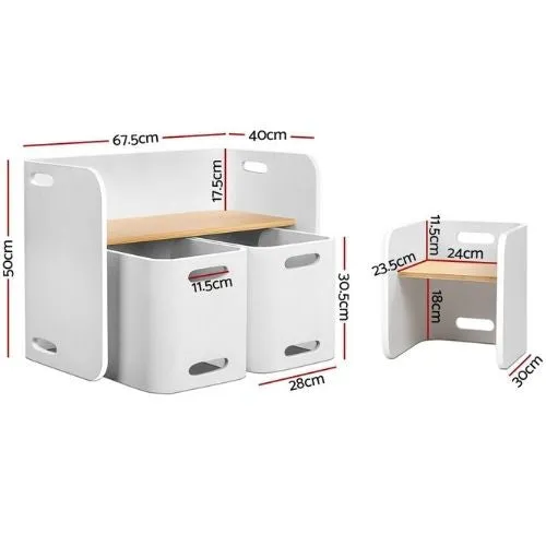 Keezi 3 PC Nordic Kids Table Chair Set White Desk Activity Compact Children
