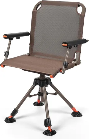 KEMIMOTO 360 Degree Silent Swivel Blind Hunting Chair, Height Adjustable Quick Folding Portable Comfortable Hunting Fishing Chair