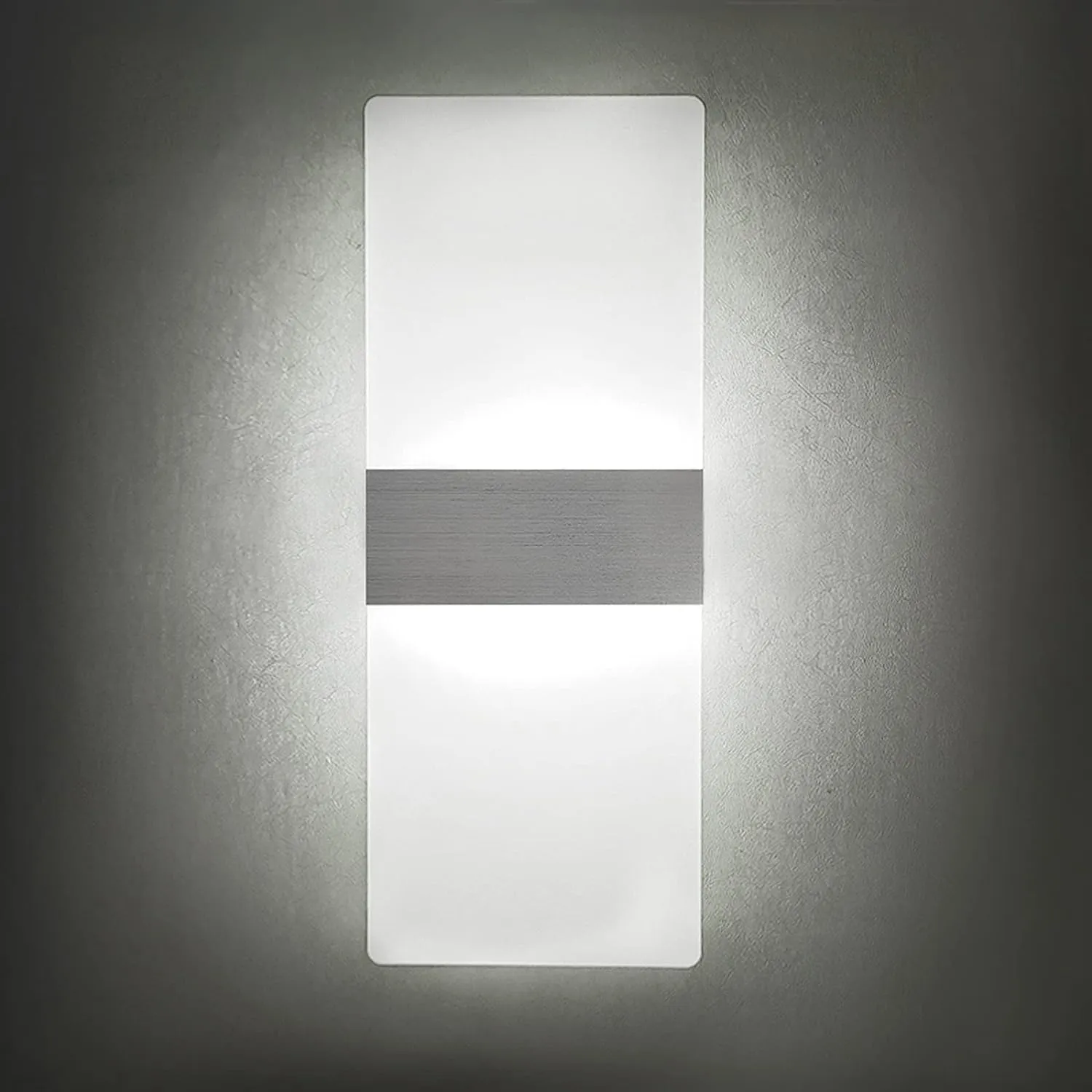 KICAAO Modern Wall Sconces Set of Two, Led Wall Light 10w, 6000k White Light Up Downlight, Hardwired Acrylic Wall Light Lighting, Suitable for Living Room Corridor Bedside (Cool White 6000K 2Pack)