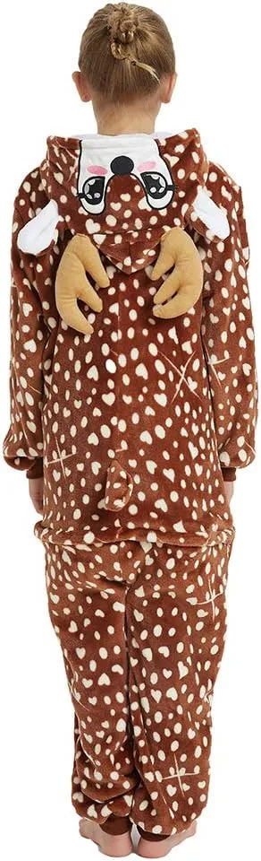 Kids Deer Onesie Girls Reindeer Costume Funny Animal Pajama Halloween Christmas Party