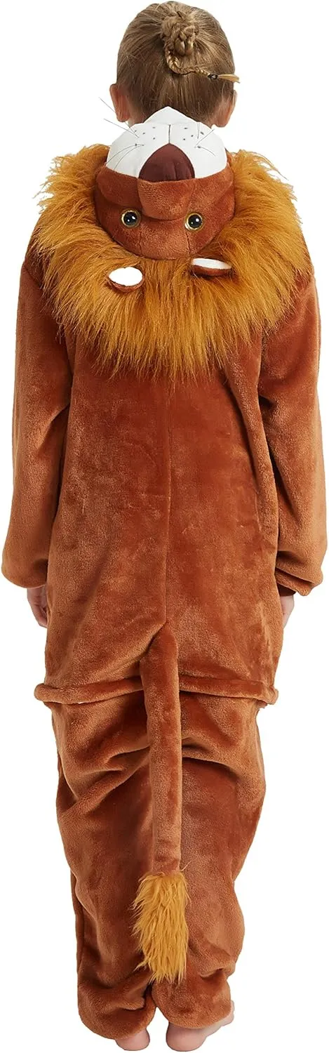 Kids Lion Onesie Animal Cosplay Costume for Boys Girls Fleece One Piece Pajama Funny