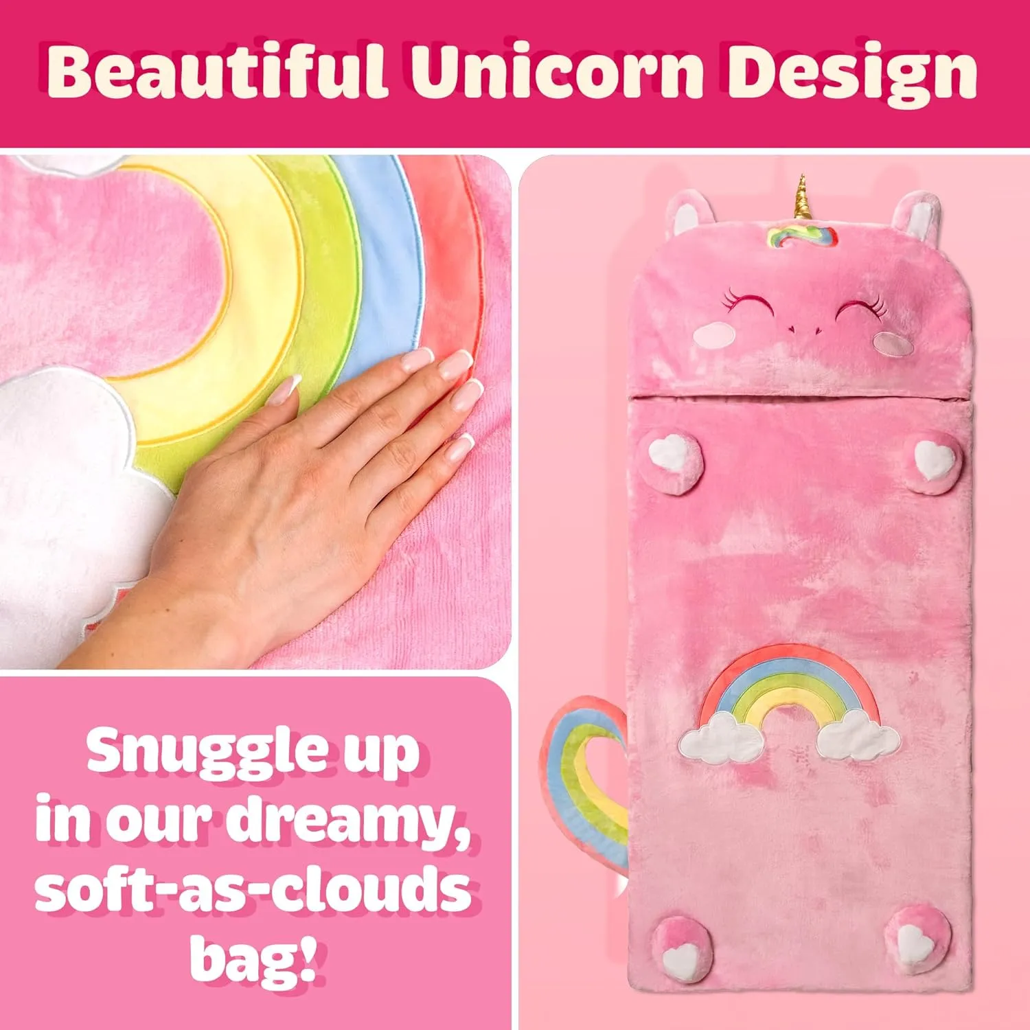 Kids Sleeping Bag for Boys & Girls - Glow in The Dark for Ages 3 , Large With Pillow Pocket, Extra Soft Toddler Blanket (66" x 33")
