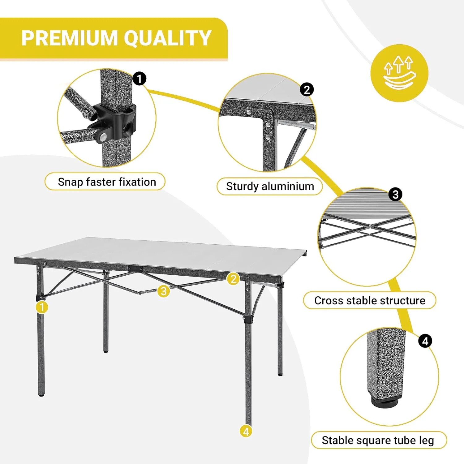KingCamp Aluminum Folding Camp Table - Lightweight, Portable, Roll Up for Outdoor Camping, Picnic, Barbecue