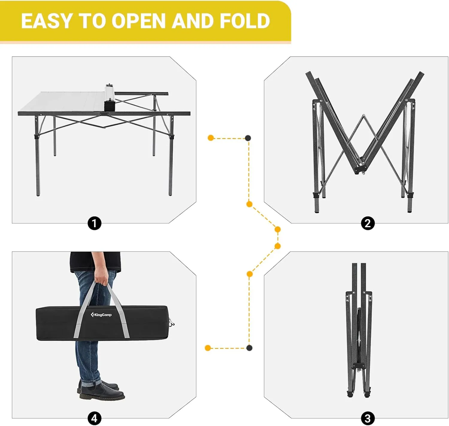 KingCamp Aluminum Folding Camp Table - Lightweight, Portable, Roll Up for Outdoor Camping, Picnic, Barbecue