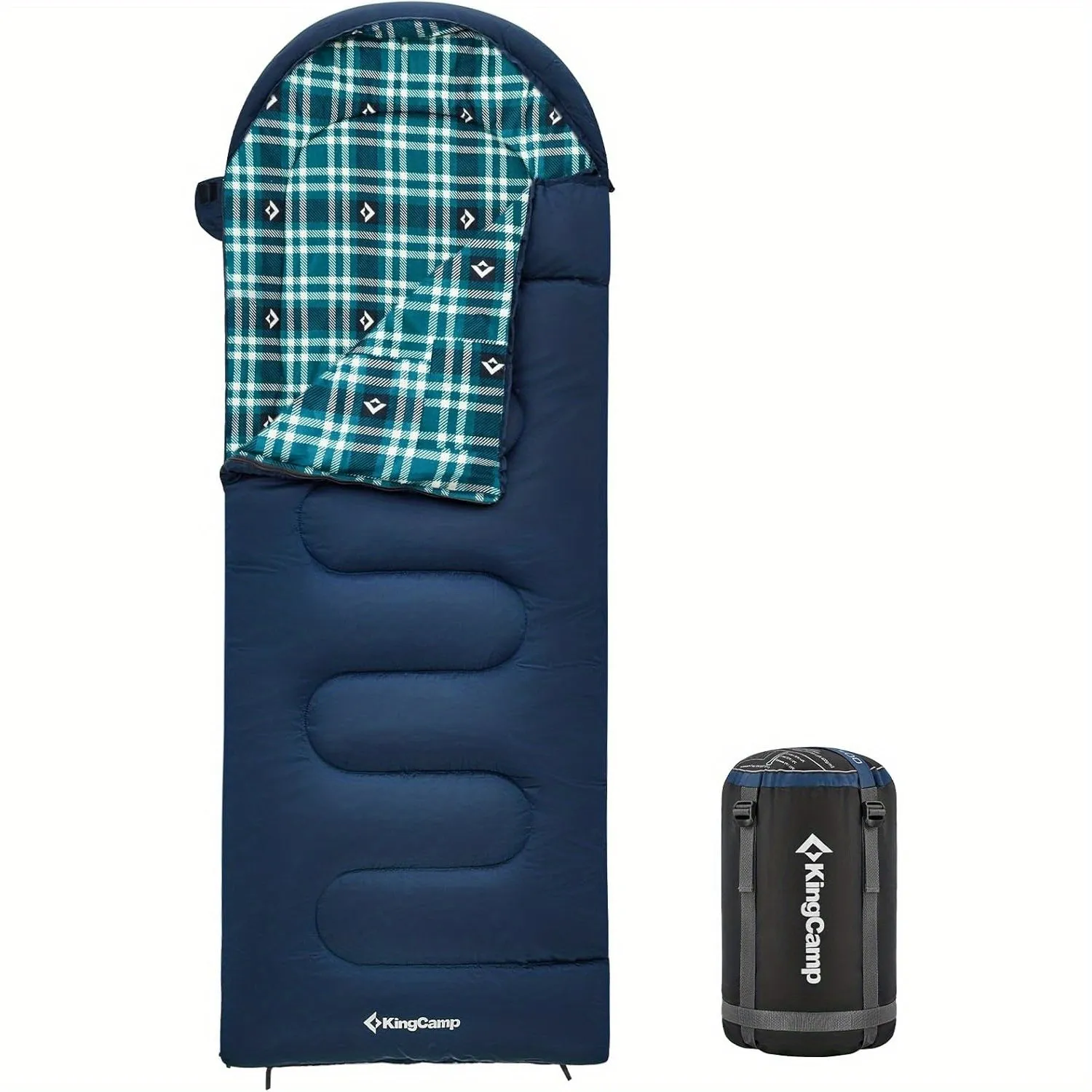 KingCamp Expedition Flannel Lined Sleeping Bag for Big and Tall Adults - Ultra-Warm, Water-Resistant, and Lightweight for 3-4 Season Camping, Backpacking, and Hiking - Ideal for Cold Weather Adventures