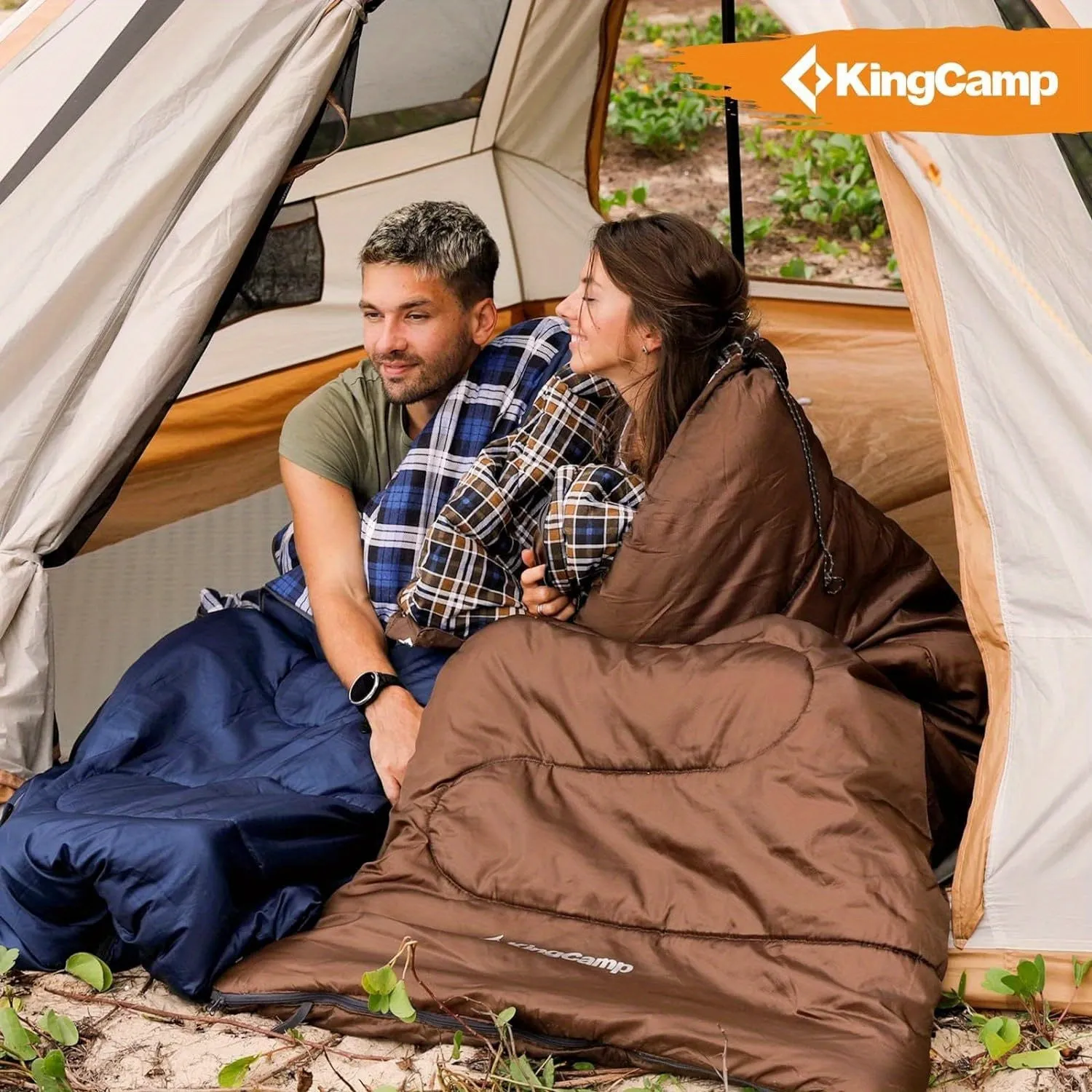 KingCamp Expedition Flannel Lined Sleeping Bag for Big and Tall Adults - Ultra-Warm, Water-Resistant, and Lightweight for 3-4 Season Camping, Backpacking, and Hiking - Ideal for Cold Weather Adventures