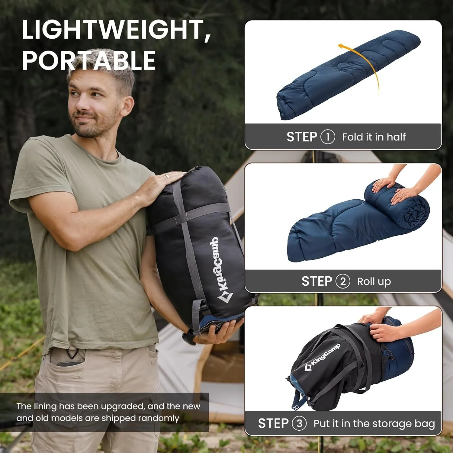KingCamp Expedition Flannel Lined Sleeping Bag for Big and Tall Adults - Ultra-Warm, Water-Resistant, and Lightweight for 3-4 Season Camping, Backpacking, and Hiking - Ideal for Cold Weather Adventures