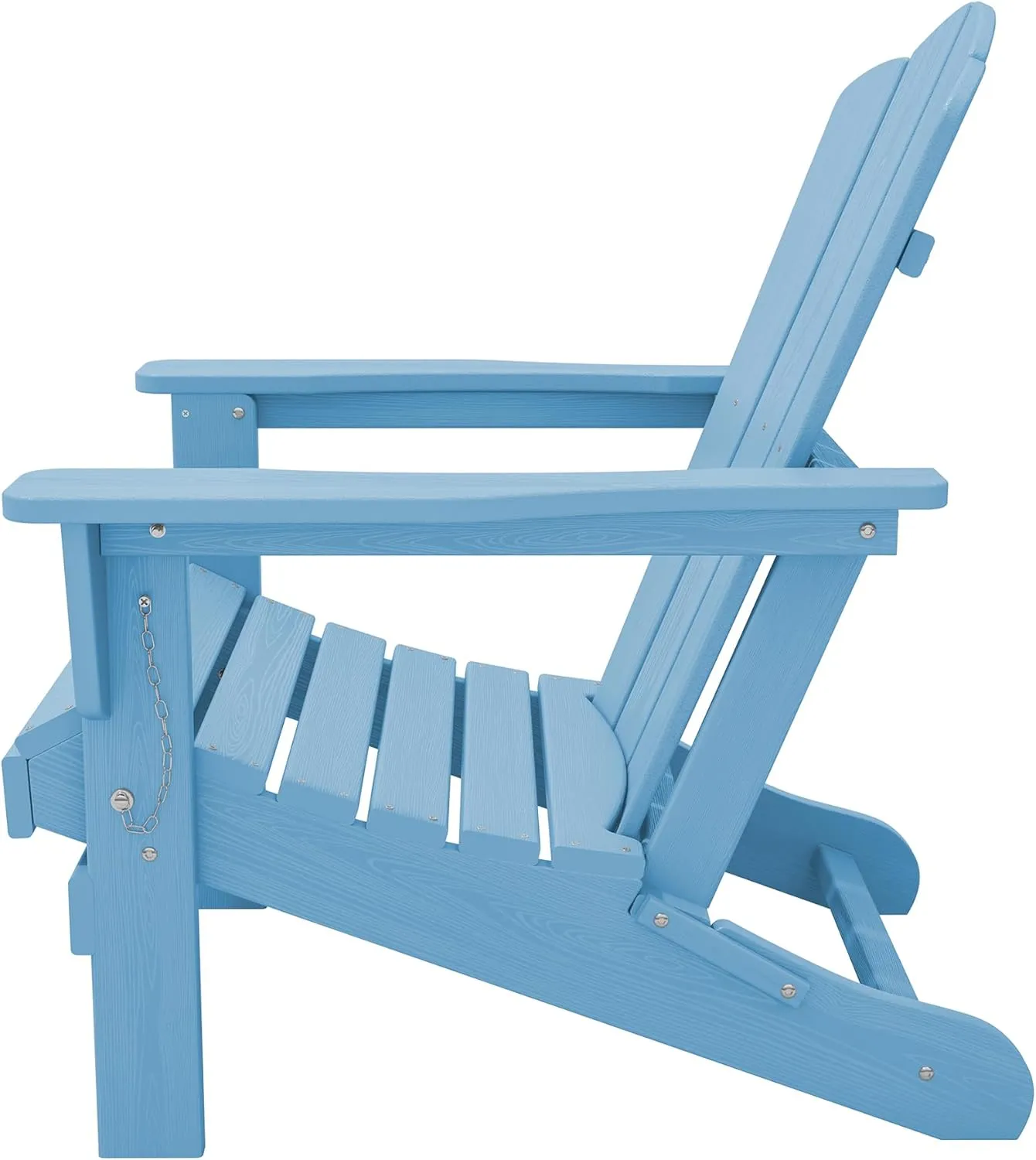 KINGYES Folding Adirondack Chair, HDPE All-Weather Patio Chairs, Wooden Textured Lawn Chair for Poolside, Backyard, Deck, Fire Pit, Light Blue