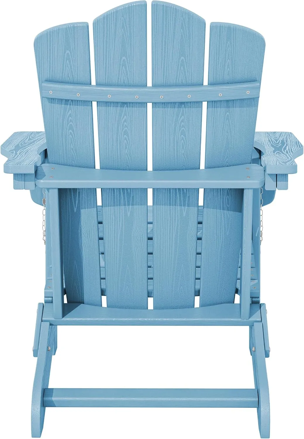 KINGYES Folding Adirondack Chair, HDPE All-Weather Patio Chairs, Wooden Textured Lawn Chair for Poolside, Backyard, Deck, Fire Pit, Light Blue