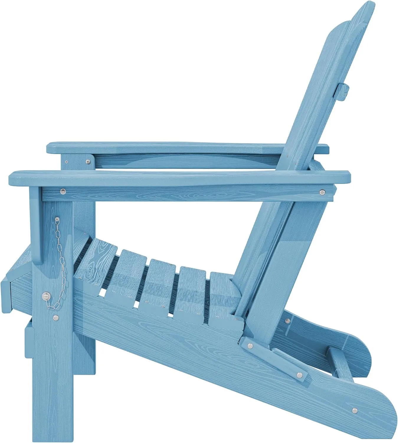 KINGYES Folding Adirondack Chair, HDPE All-Weather Patio Chairs, Wooden Textured Lawn Chair for Poolside, Backyard, Deck, Fire Pit, Light Blue
