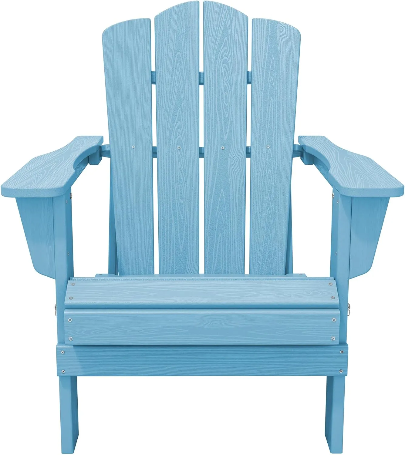 KINGYES Folding Adirondack Chair, HDPE All-Weather Patio Chairs, Wooden Textured Lawn Chair for Poolside, Backyard, Deck, Fire Pit, Light Blue