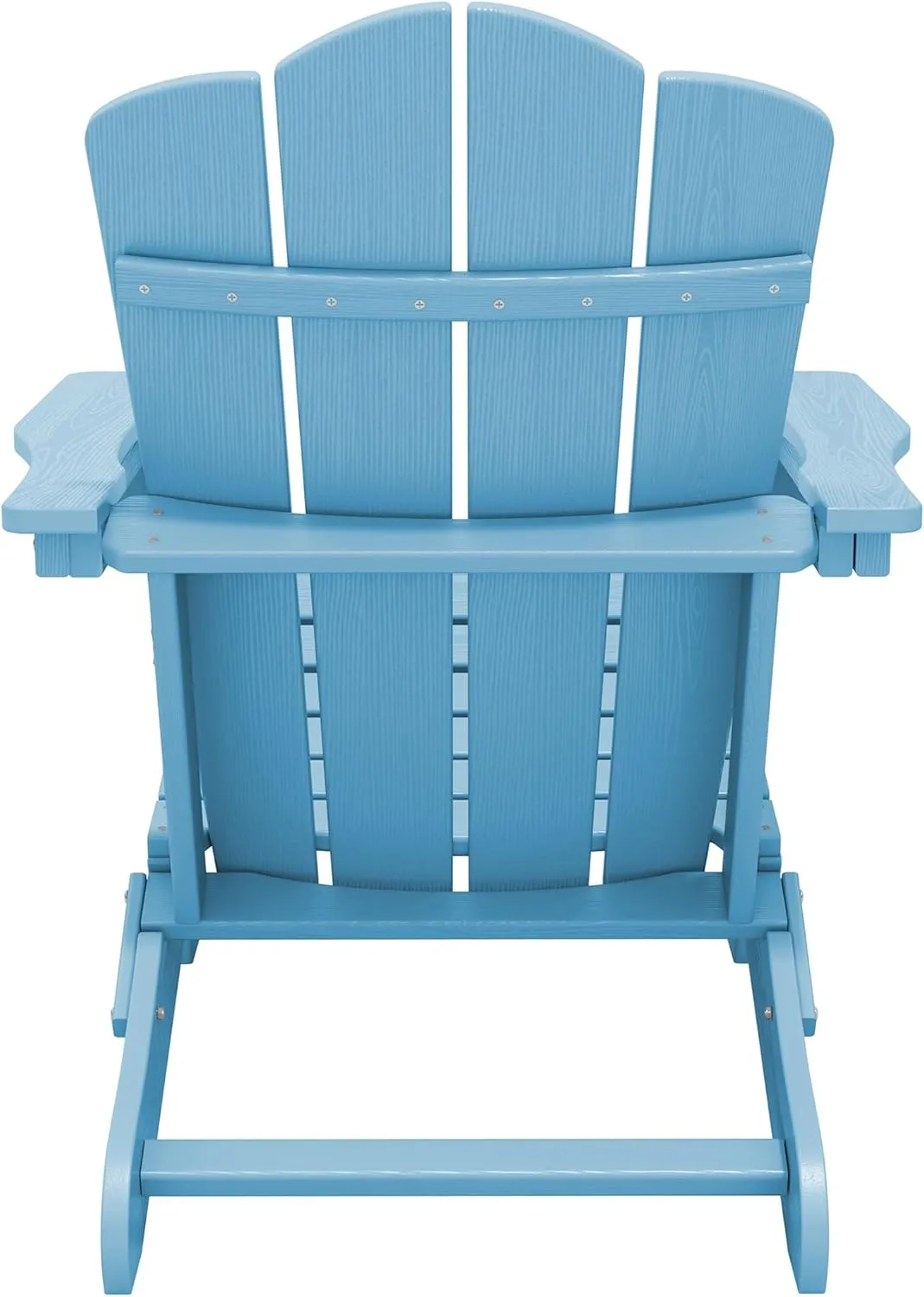 KINGYES Folding Adirondack Chair, HDPE All-Weather Patio Chairs, Wooden Textured Lawn Chair for Poolside, Backyard, Deck, Fire Pit, Light Blue