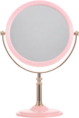 KOHARA Double Sided Vanity Mirror Portable Vanity Mirror with Lights Desk Mirrors Rotating Cosmetic Mirror Dresser Table Mirror Travel Gold Plated Plastic Mask Woman Old Fashioned