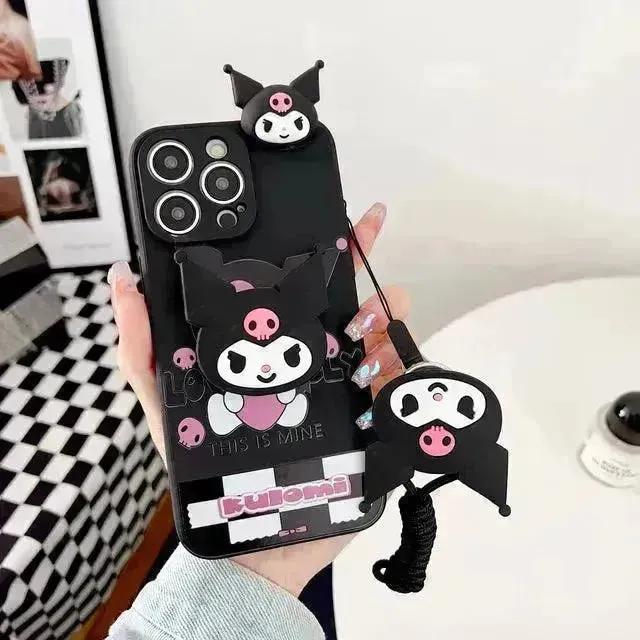 Kuromi Case with Rope Holder (For iPhones)