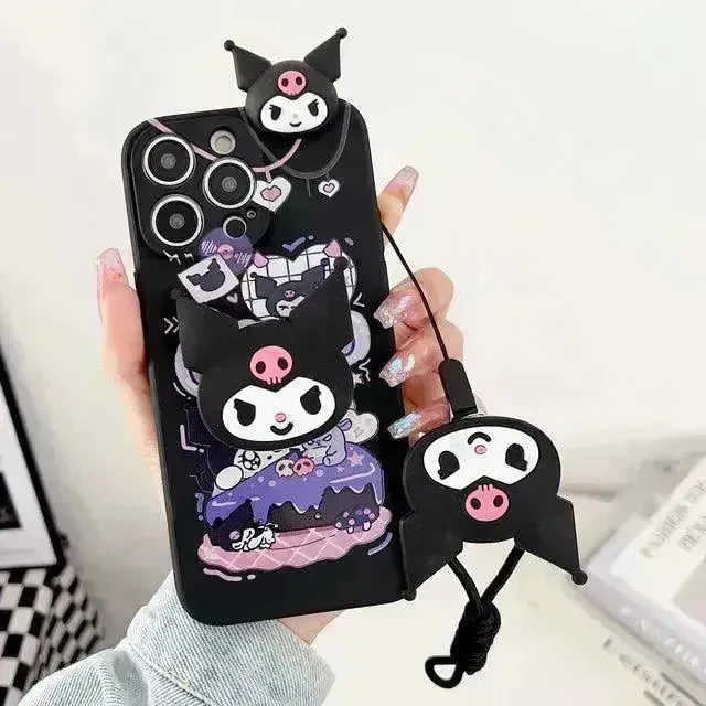 Kuromi Case with Rope Holder (For iPhones)