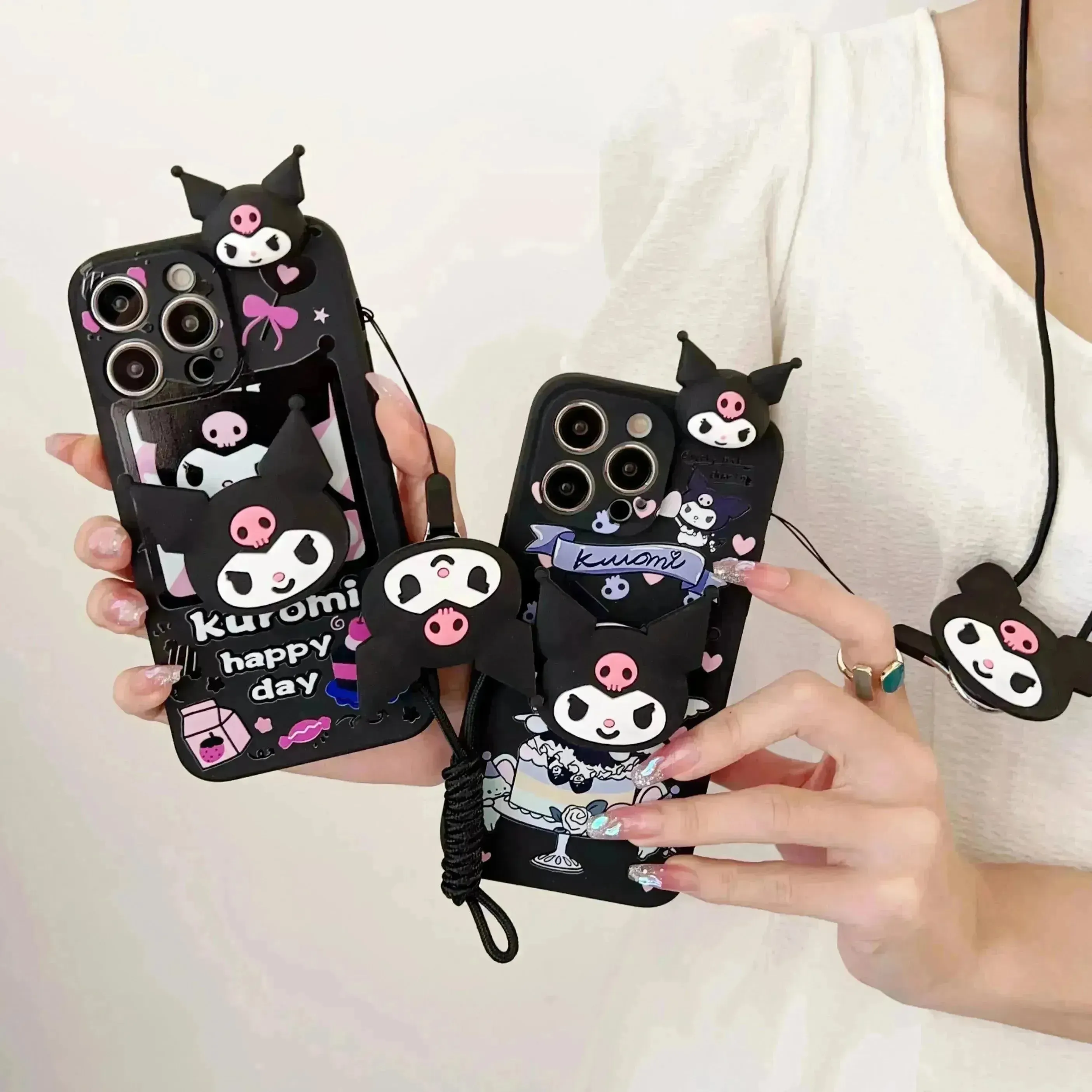 Kuromi Case with Rope Holder (For iPhones)