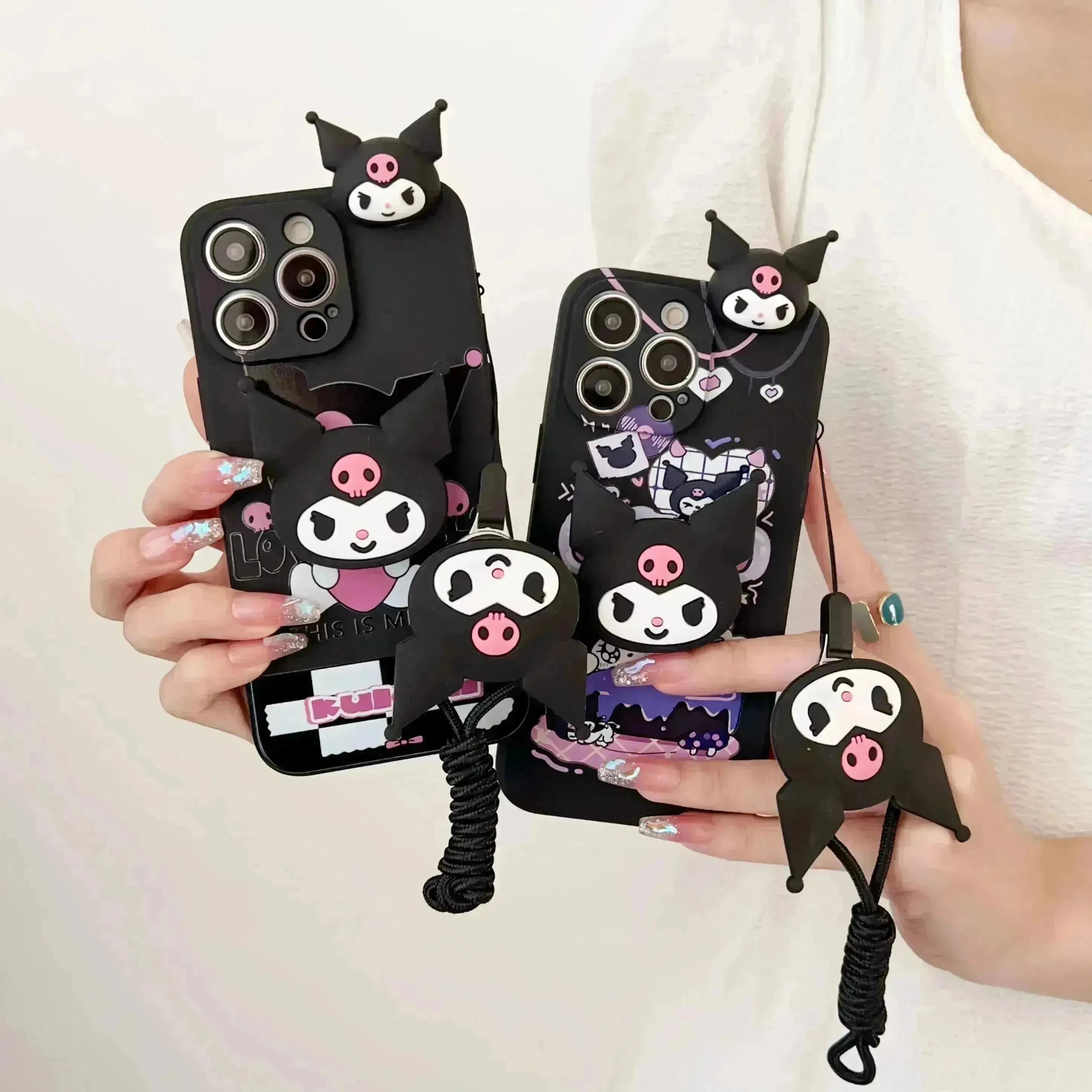 Kuromi Case with Rope Holder (For iPhones)