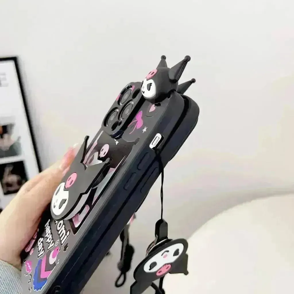Kuromi Case with Rope Holder (For iPhones)
