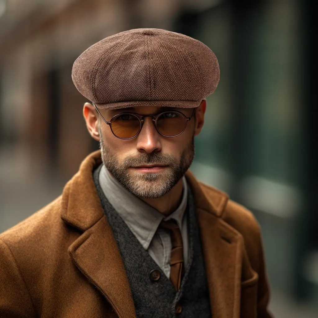 LADYBRO 2 Pack 8-Panel Newsboy Hats for Men Cabbie Wool Blend Tweed Irish Cap Adjustable