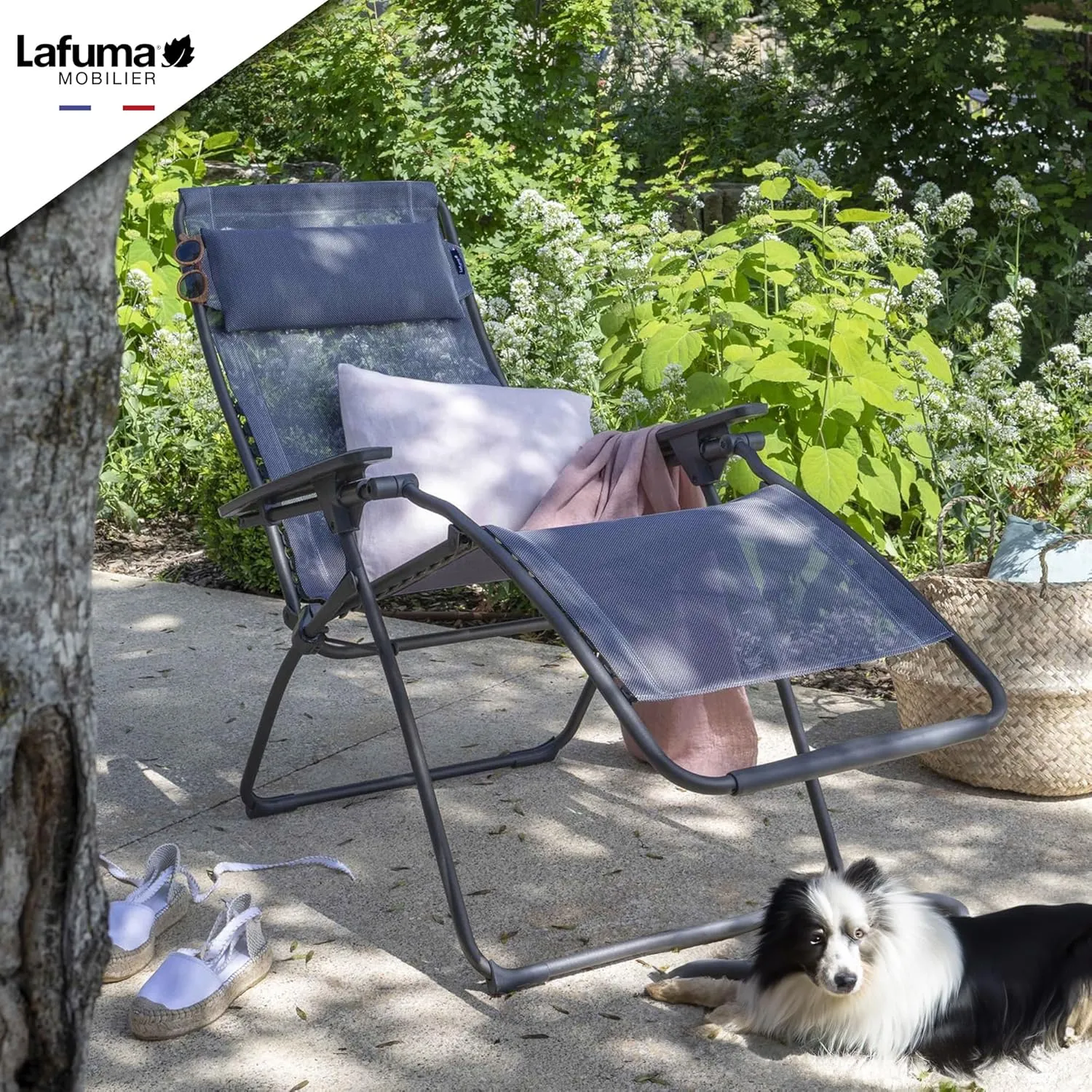 Lafuma Futura Zero Gravity Patio Recliner with Alloy Steel Material and Patented Clip Suspension System for Reclining Patio Chairs, Ocean Blue