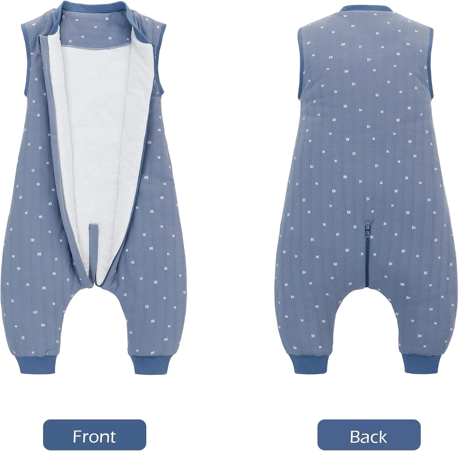 LAT Baby Sleep Bag with Feet Winter,Sleeveless Nightgowns Wearable Blanket with Legs,Warm Sack for Infant Toddler Thicken 2.5 TOG-Sleepsuit,1-6T(Blue White Stripes,L/100)