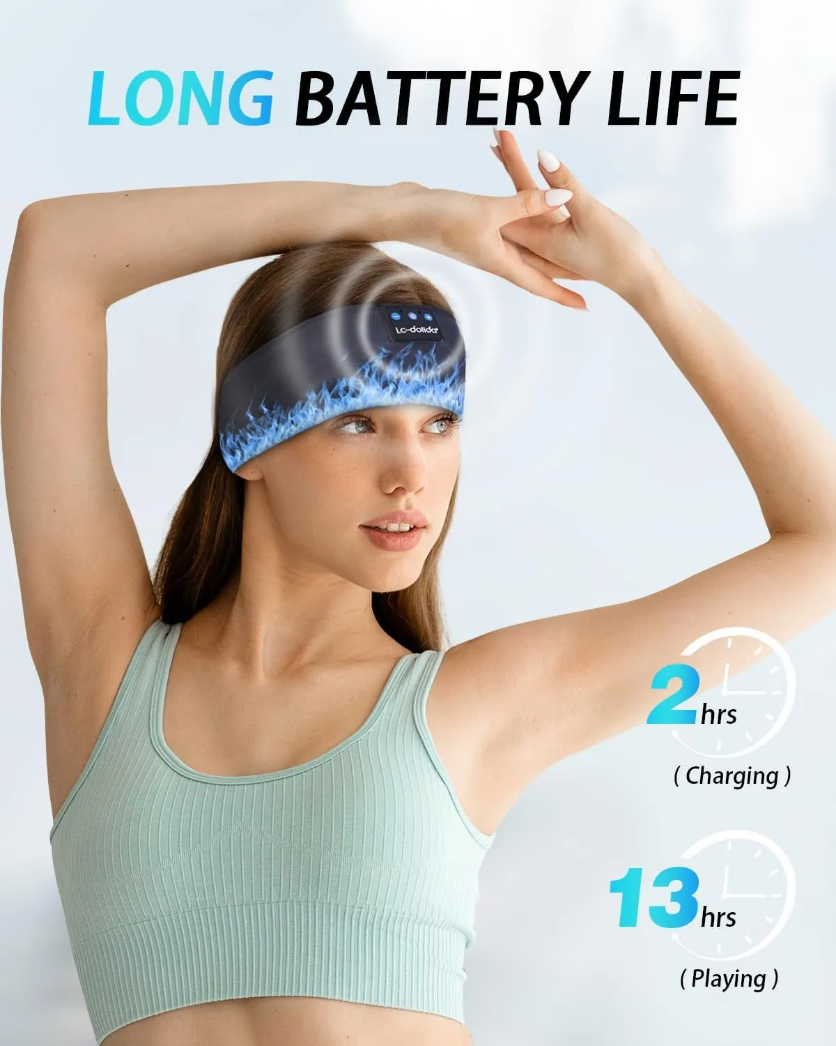 LC-dolida Headband Headphones Bluetooth, Sleep Headphones Wireless Bluetooth with Ultra-Thin HD Stereo Speaker, Sleep Headband Earphones for Workout Yoga Insomnia Meditation Gifts