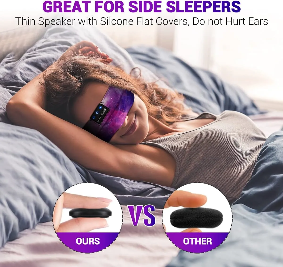 LC-dolida Sleep Headphones Bluetooth Headband Sleeping Wireless Headband Headphones with Thin HD Stereo Speakers Perfect for Side Sleepers, Sport, Yoga, Travel