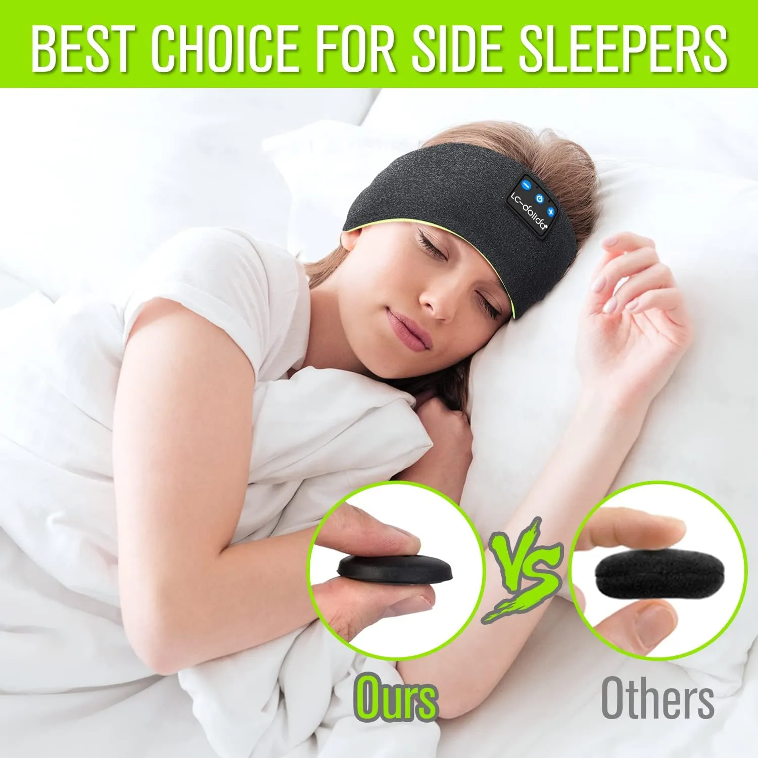 LC-dolida Sleep Headphones Bluetooth Headband, Wireless Earphones Built-in Speakers for Side Sleepers, Sleep Earbuds Gifts for Men, Women, Kids & Teens