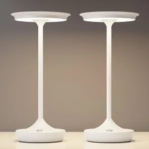 LED Cordless Table Lamp Rechargeable-Portable Battery Operated Lamps, 3 Color Touch Dimming Waterproof Light for Patio/Restaurant/Dining/Outdoor (White2)